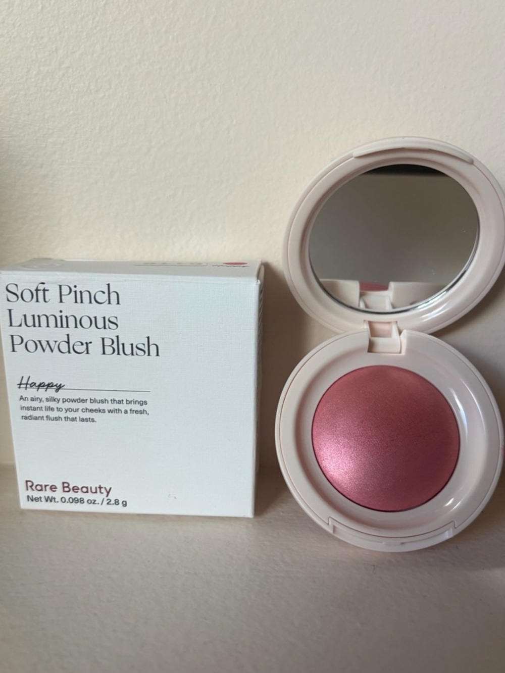 NWT Rare Beauty Soft Pinch Luminous Powder Blush - Happy - soft pink shimmer